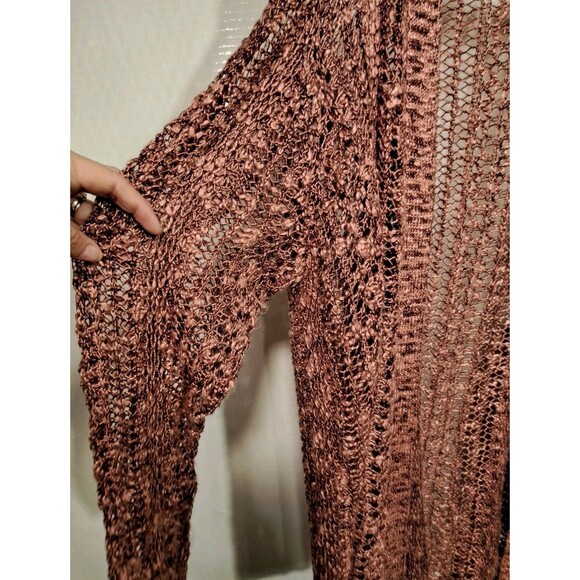 Lane Bryant Open Knit Crochet Cardigan Dusty Rose Pink Women's Size 14/16 - Picture 3 of 6